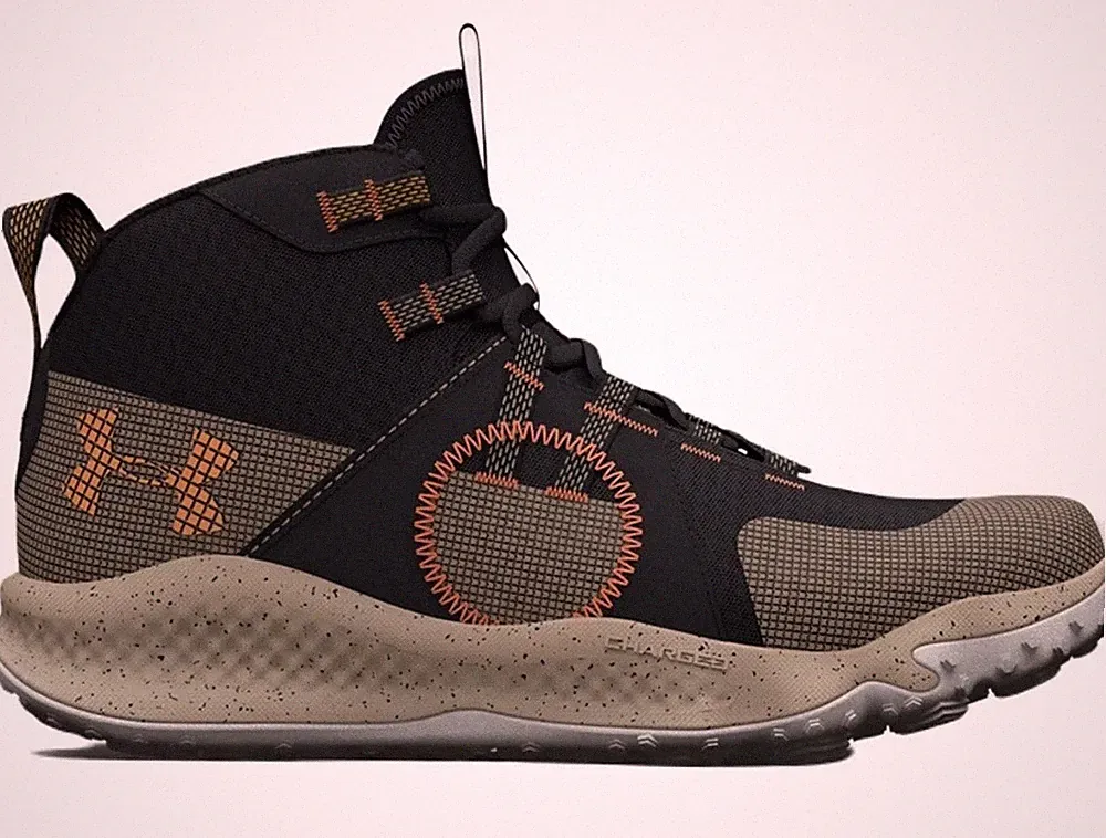 Under Armour Men's Hiking Boots Black Beige Orange Outdoor Trail Shoes