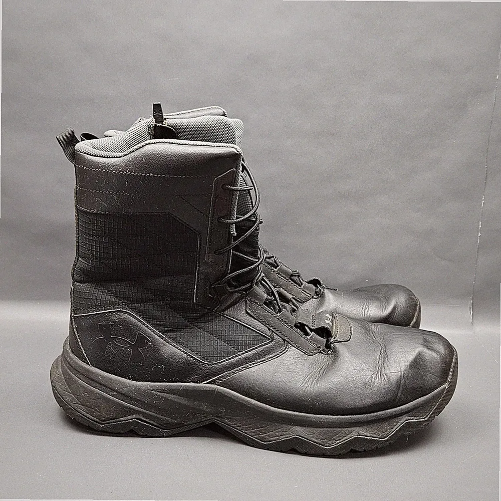 Under Armour Stellar G2 Tactical Boots Mens 13 Black Leather Military Shoes