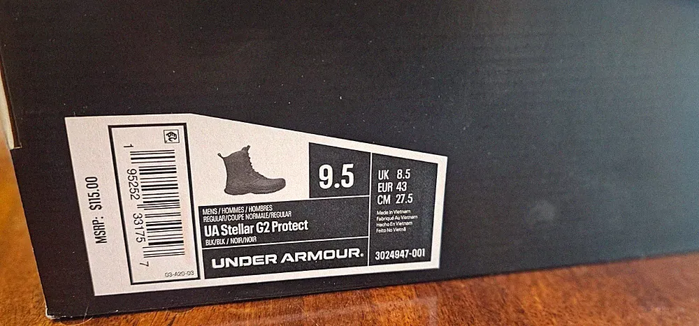 Under Armour UA Stellar G2 8" Protect Tactical Duty Boots 3024947-001 Mens 9.5 D