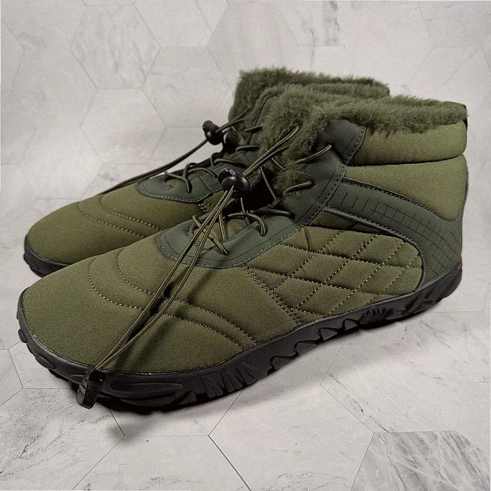 Unisex Adults Fleece Lined Ankle Winter Boots Warm Hiking Shoes Green Size 44