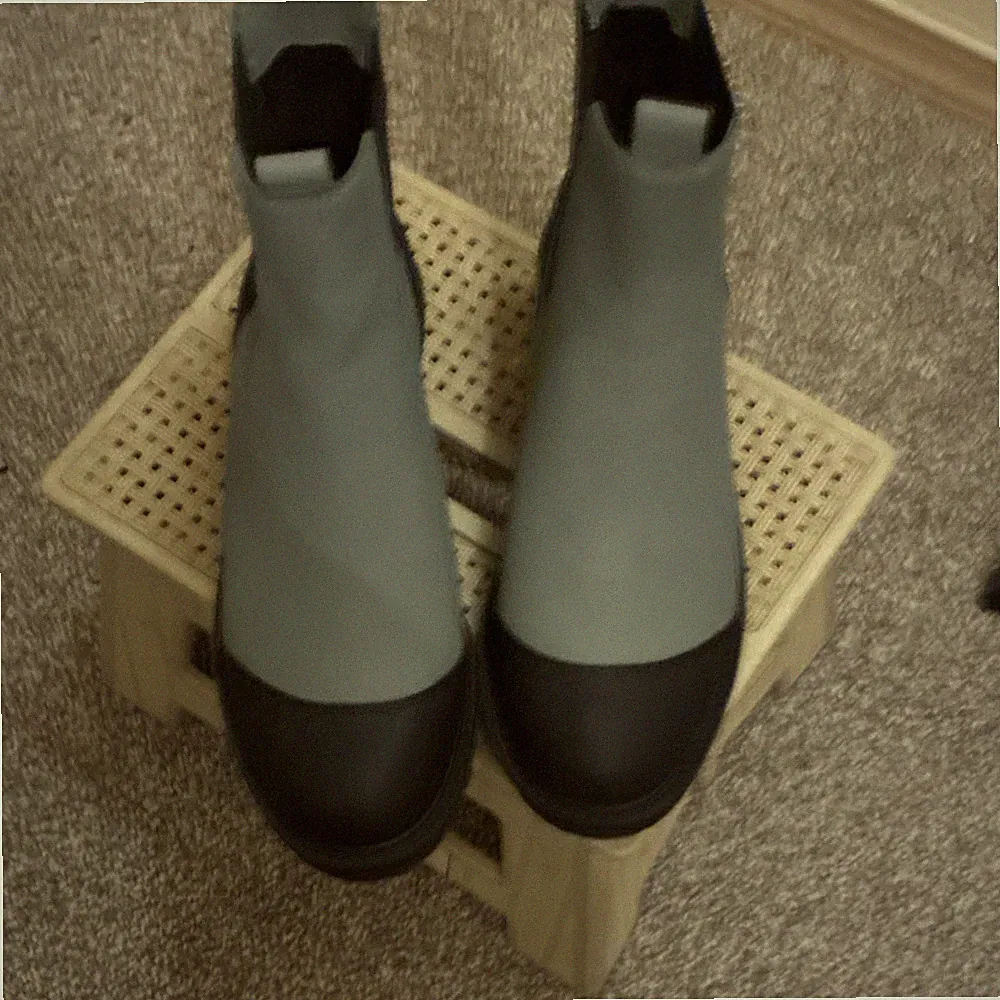 Unisex Gray Black Chelsea Pull On Ankle Boots with Pull Tab, Round Toe, Casual