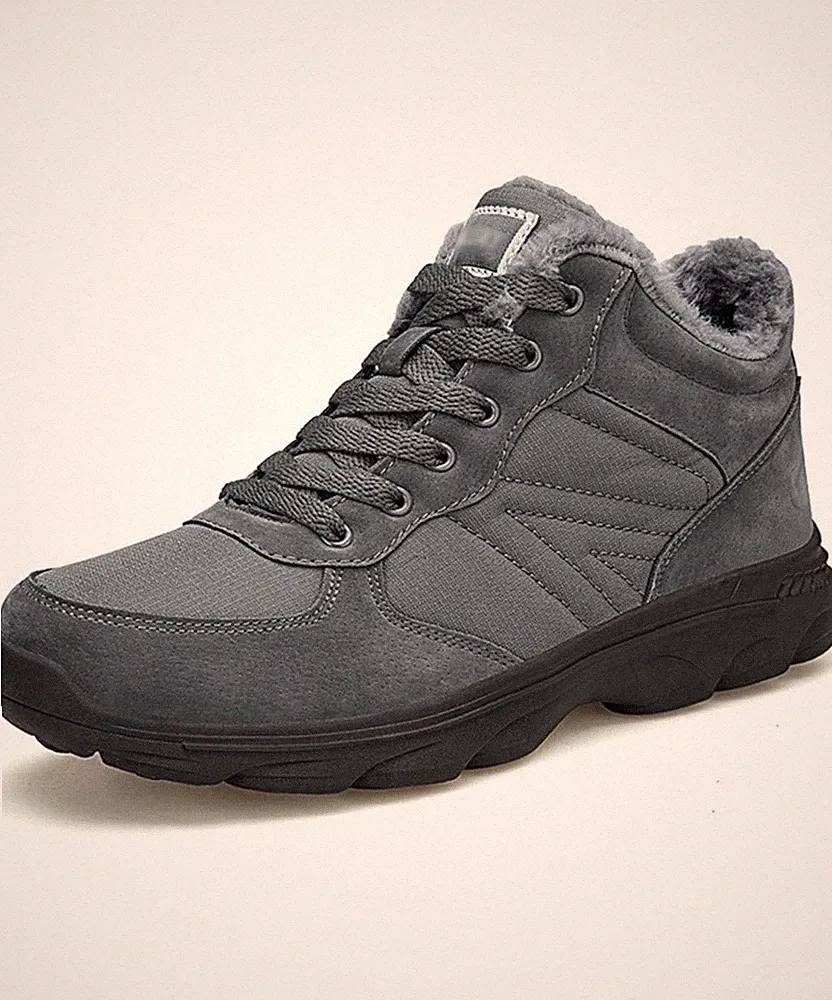UPSOLO Men's Gray High-Cut Fur-Lined Hiking Boots Medium Width