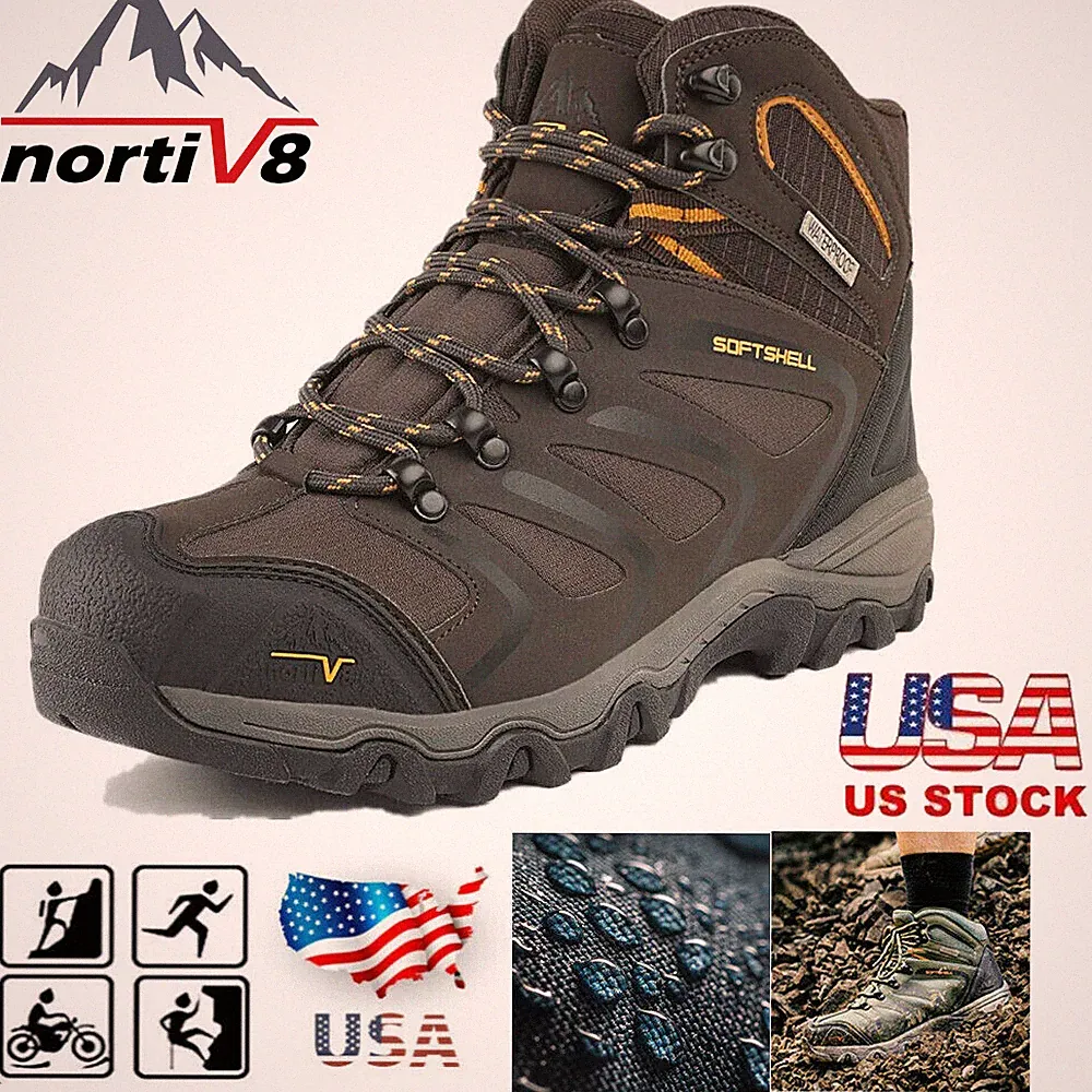 US Men's Ankle Waterproof Hiking Boots Outdoor Lightweight Trekking Trails Shoes