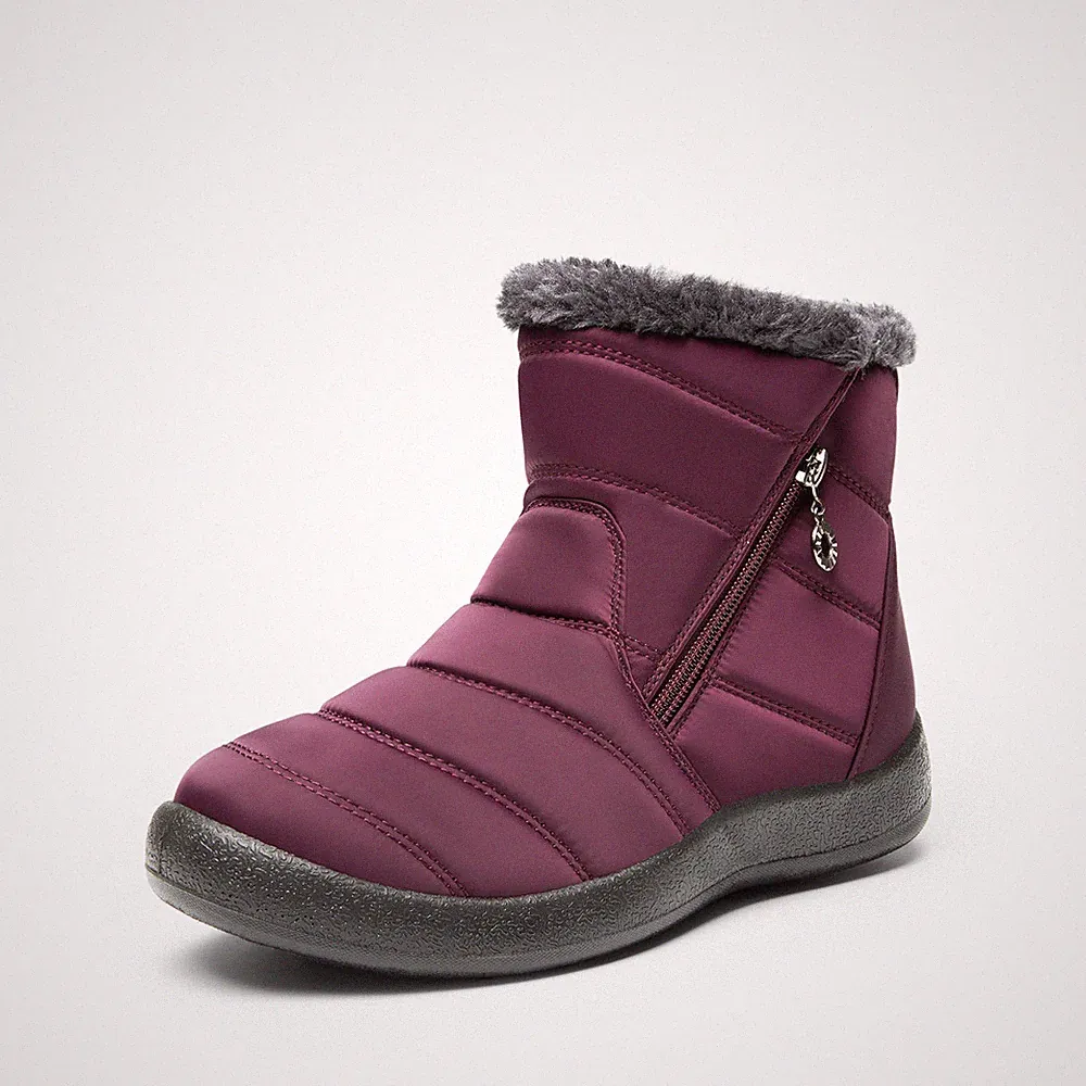 US Women Faux Fur Snow Boots Side Zipper Comfortable Lightweight Outdoor Booties