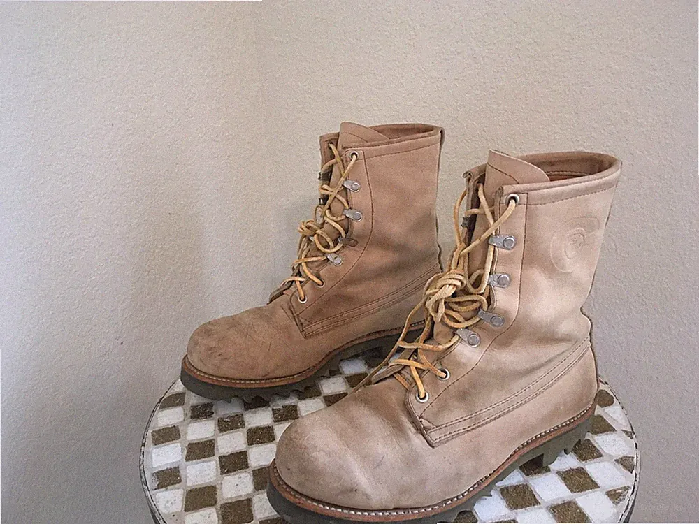 USA VINTAGE CHIPPEWA BLONDE LACE UP HIKING BOOTS 8.5 M
