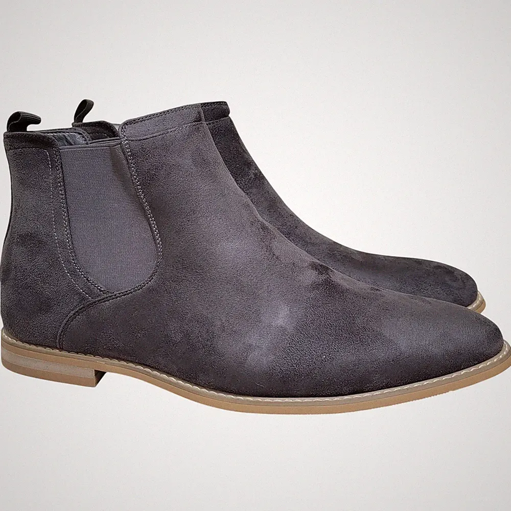 Vance Co. Men Marshall Chelsea Ankle Boots Size US 14M Grey Microsuede