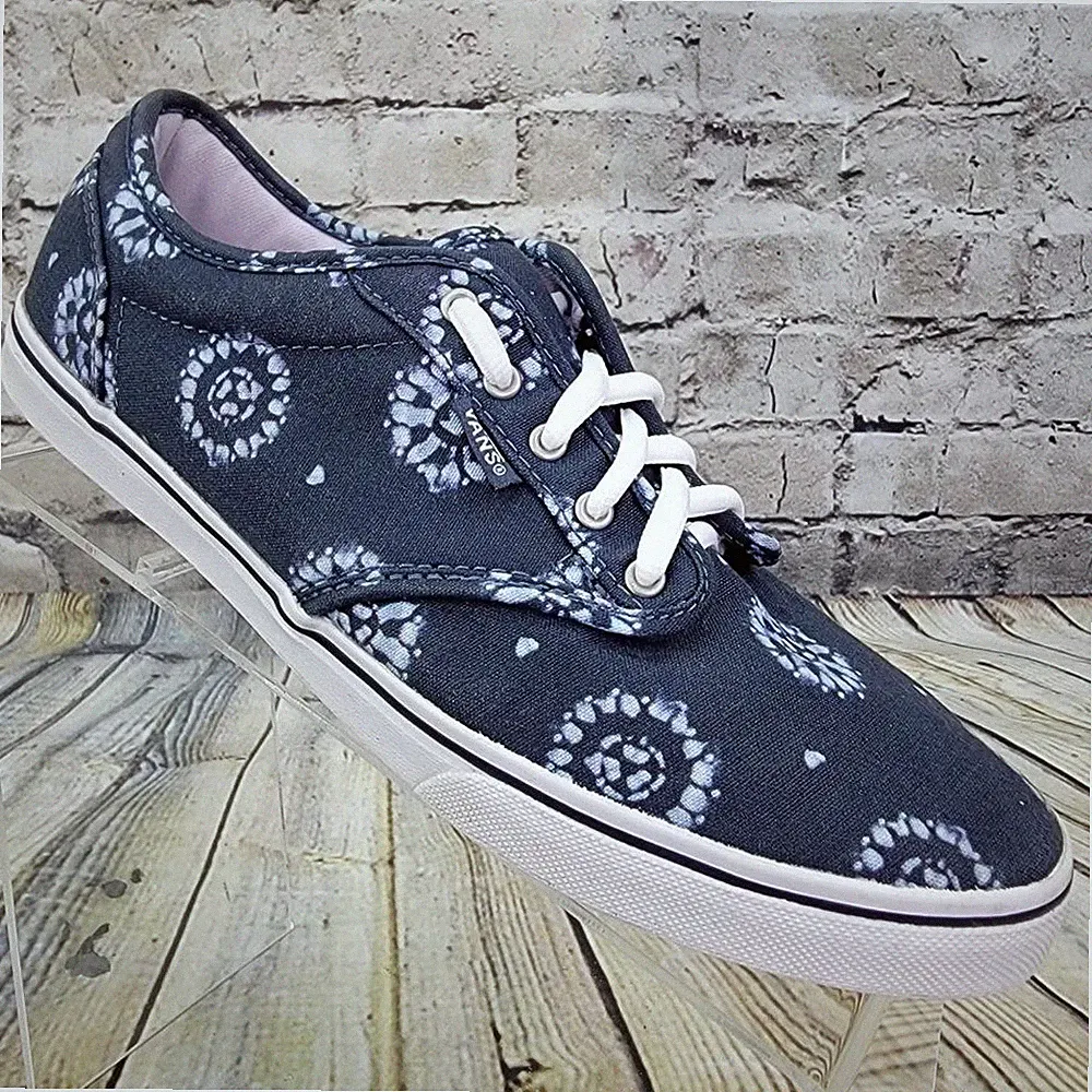 Vans Mandala Floral Tie Dye Sneakers Womens 10 Blue Canvas Low Top Skate Shoes