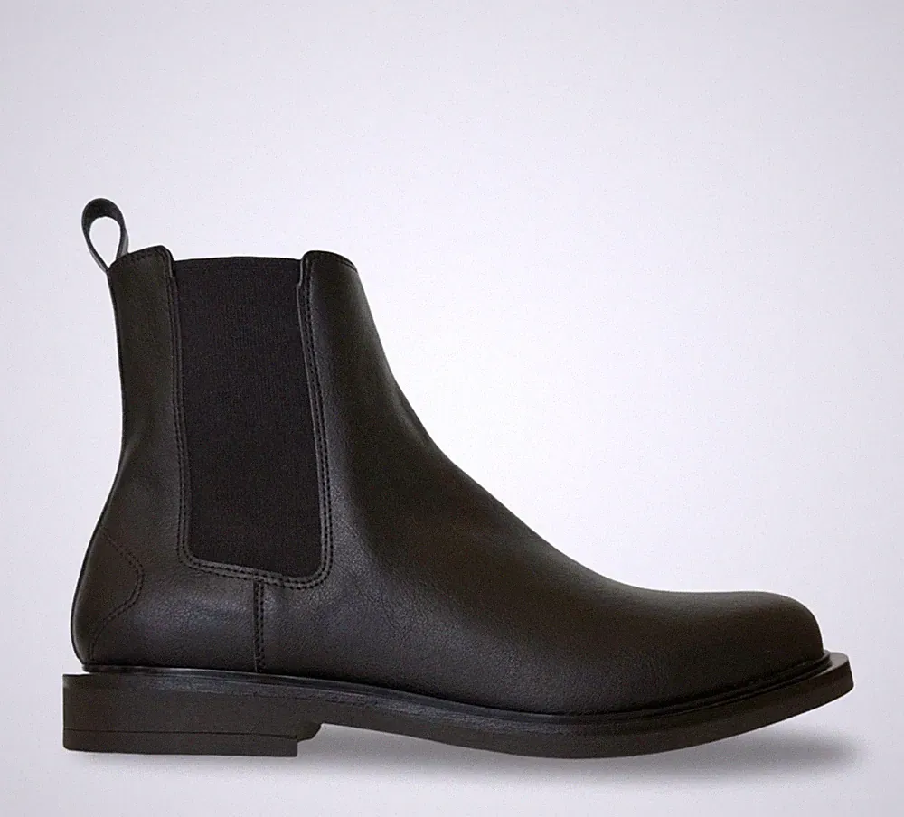 Vegan men chelsea boots black microfiber high top casual ankle office booties