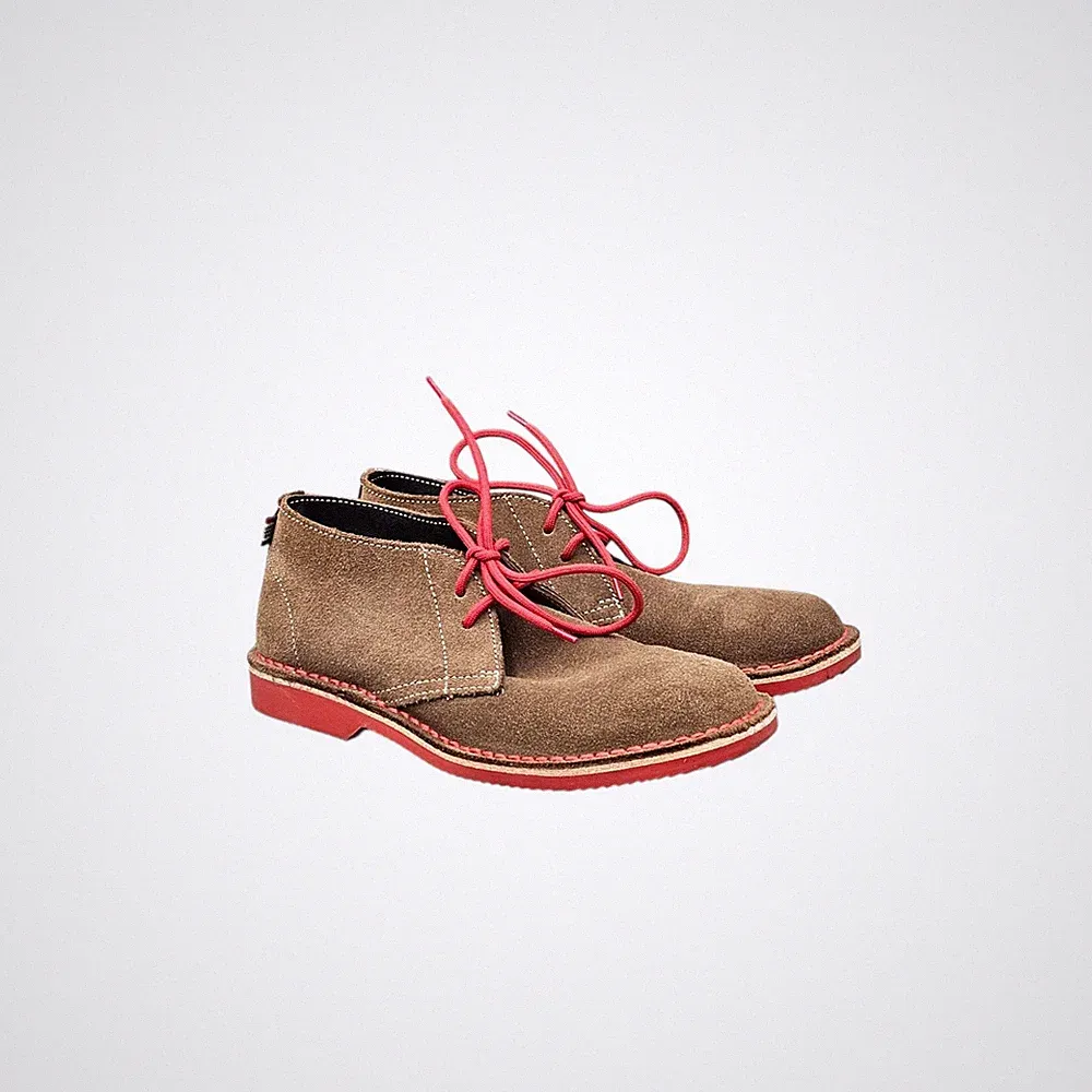 Veldskoen Womens Size 8 EUC Heritage Pinotage Tan Suede Red Outsole Chukka Boots