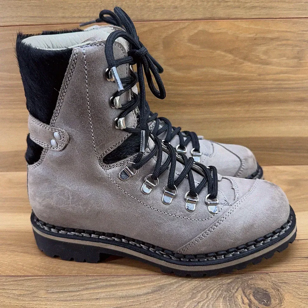 Ventesima Strada Hiking Boots Women 7 EU 38 Gray Square Toe Suede Mountaineering