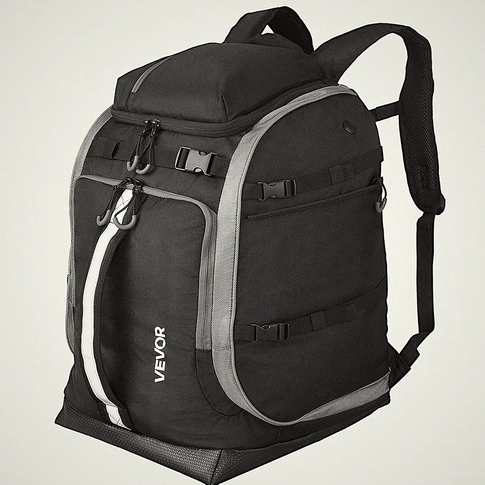 VEVOR Ski Boot Bag Snowboard Boots Travel Backpack 65L Waterproof Oxford Black