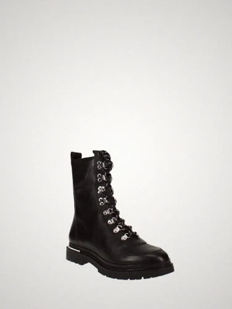 VIA SPIGA Womens Black 0.5" Platform Accents Tavvi Leather Combat Boots 6 M