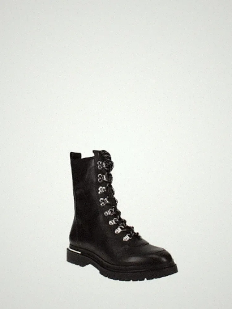 VIA SPIGA Womens Black 0.5" Platform Tavvi Block Heel Leather Combat Boots 6 M