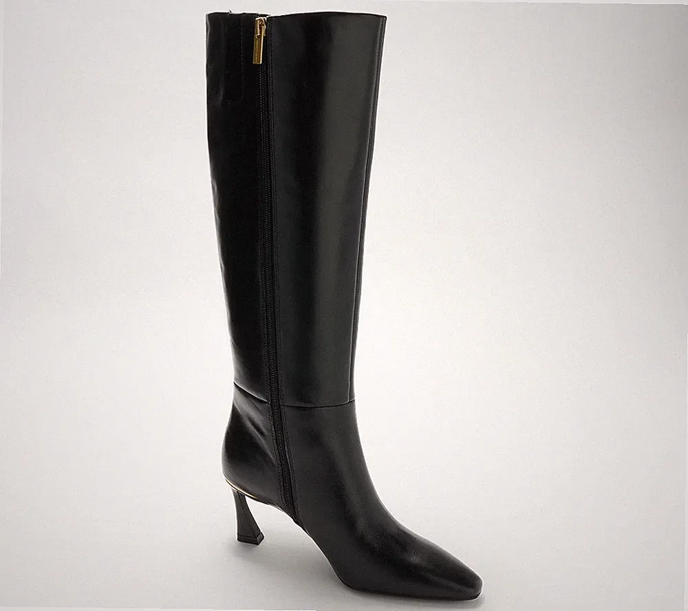 Vince Camuto Sutton Medium Leather Knee Boot Black Women 9M EU 40