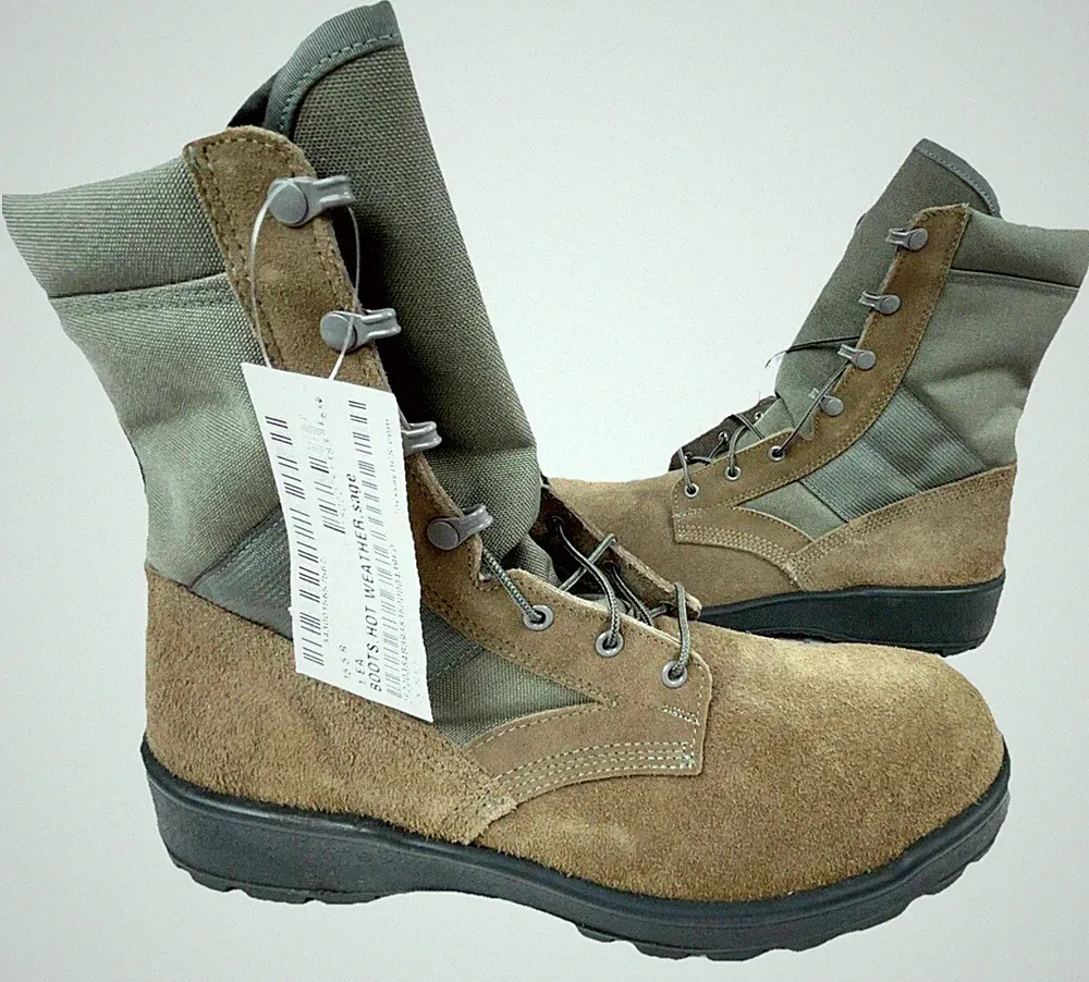 Vintage Army Military Sage Green Combat Boots Mens Size 15.5 R Vibram UFCW USA
