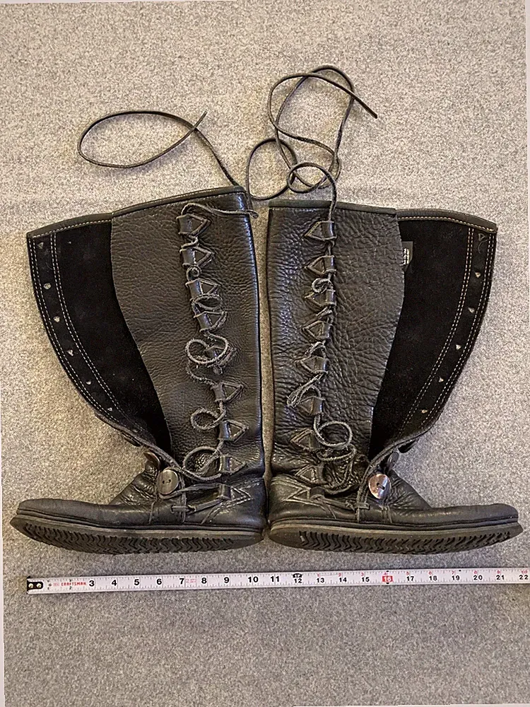 Vintage Bald Mountain Leather Boots Antler Buttons Hand Made Artisan Renaissance