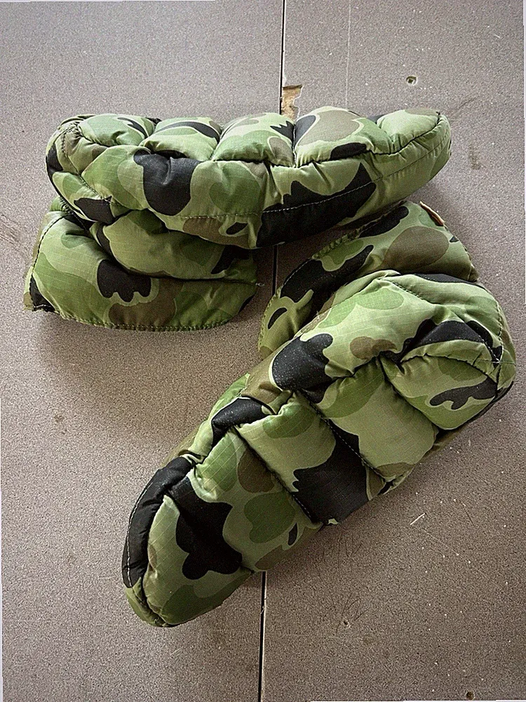 Vintage Camouflage Insulated Slippers For Mountaineering
