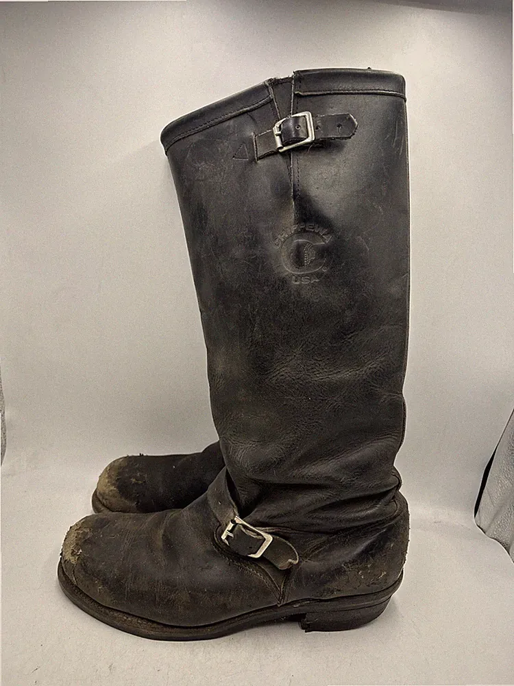 Vintage Chippewa Men’s 13 D Black Leather 18” Tall Engineer Motorcycle Boots USA