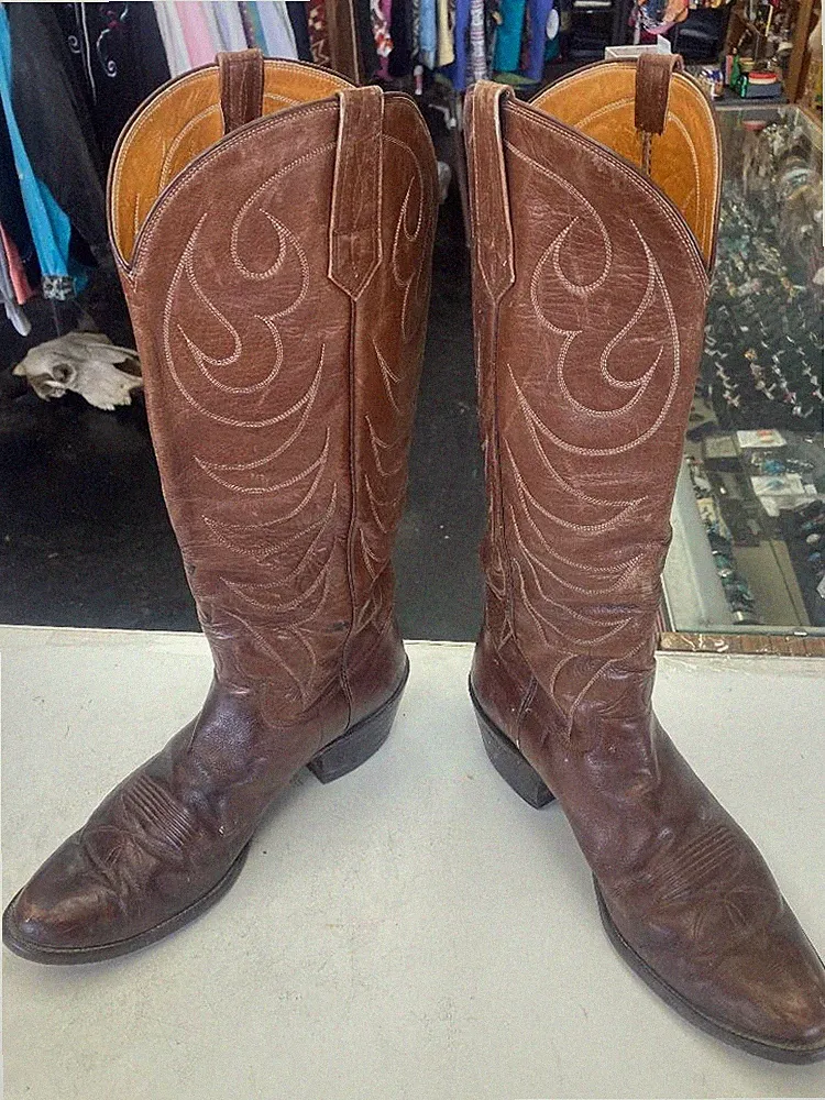 Vintage Cowtown 17" Tall Leather Riding Equestrian Motorcycle Boots Mens Sz 10 D