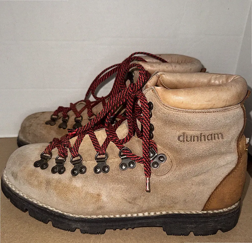 Vintage DUNHAM Brown Suede Goodyear Welted Mountain Hiking Boots Men's US 10M