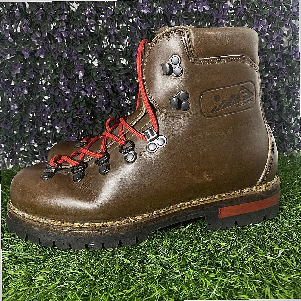 Vintage Fabiano Mountaineering Boots Men’s Size 8 Italian Brown Leather Trail