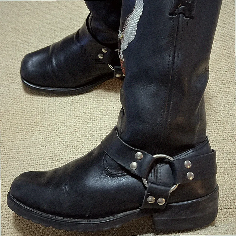 Vintage Harley-Davidson Boot US8 UK 7 EU41Black Leather Eagle Harness Motorcycle