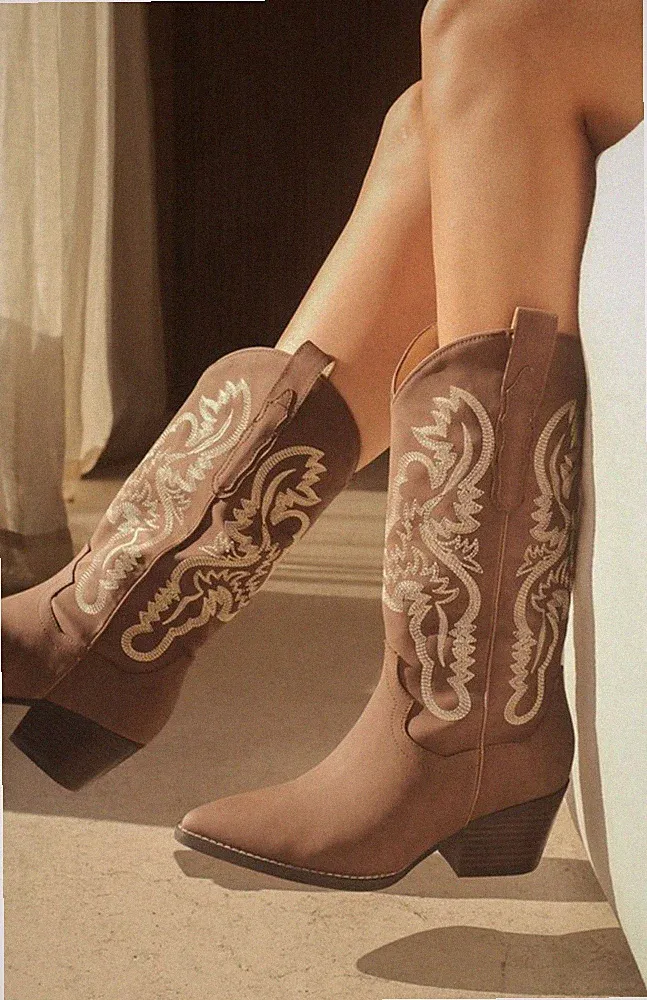 Vintage Inspired Rodeo Boots 7.5 Western Festival Brown Cowgirl