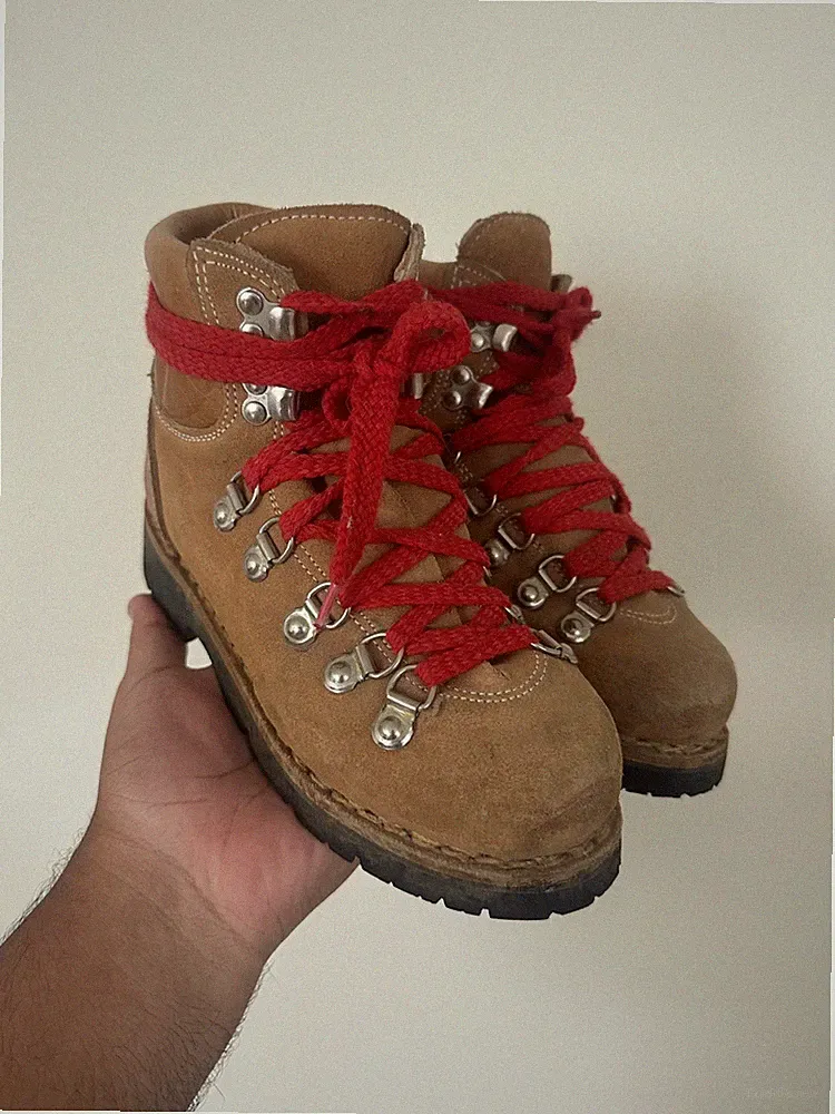 Vintage Italian Made Teknisport Trail Hiking Leather Boots Sz 5 VTG RARE
