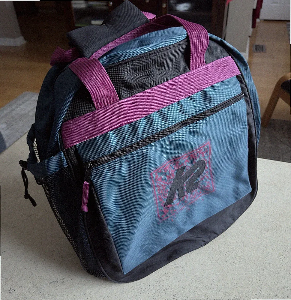Vintage K2 Backpack Teal Purple Black Roller Blade Ski Snowboard Boots Bag 16”
