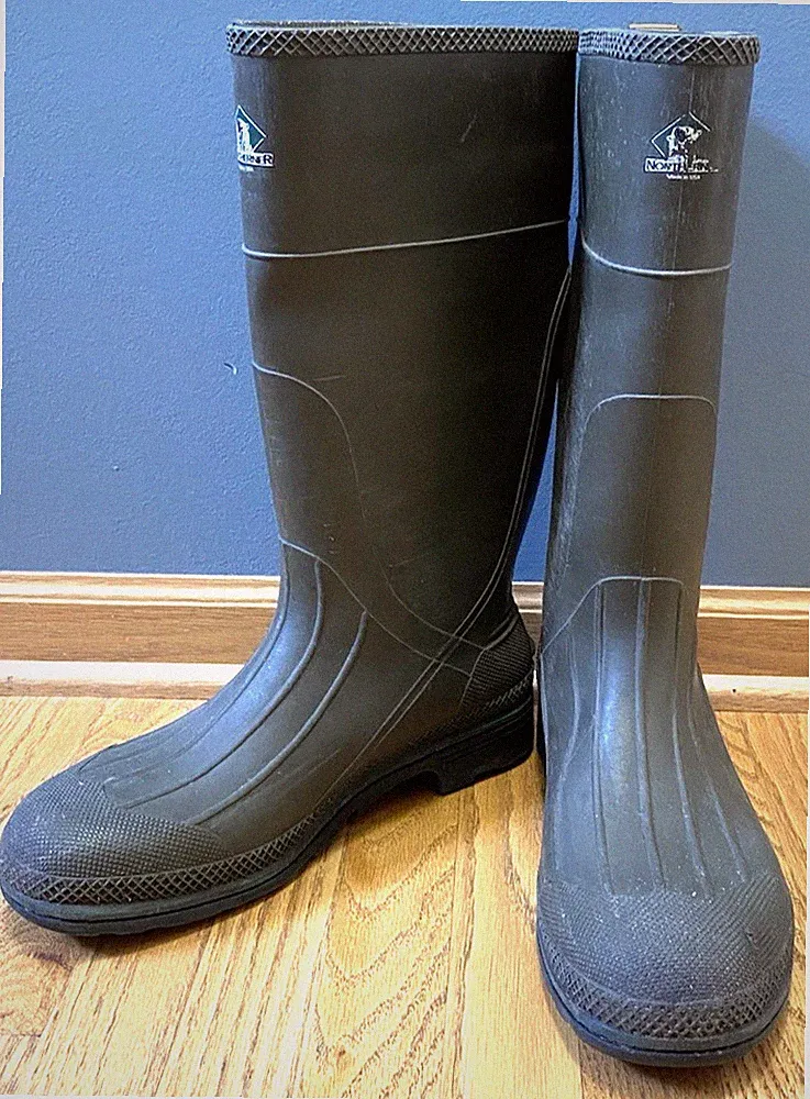 Vintage Northerner Olive Green Rubber Muck Rain Pull On Boots 16" Mens 13 USA