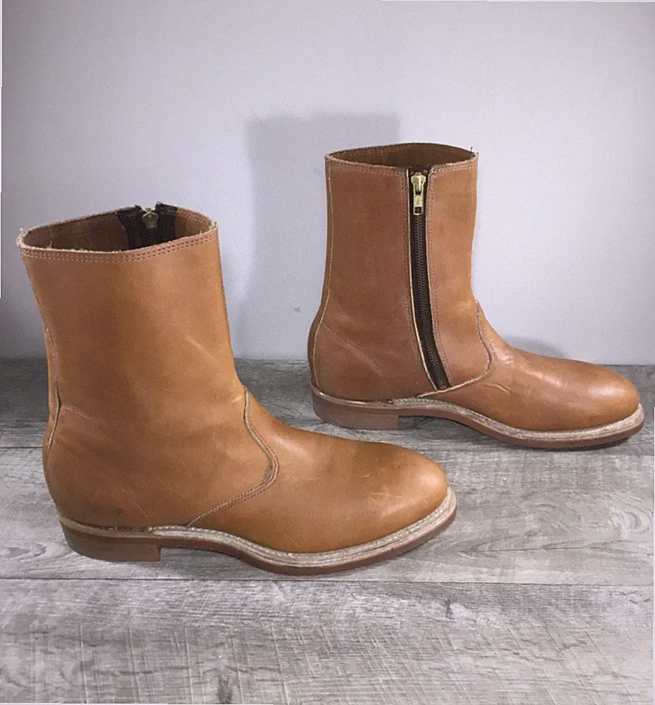 Vintage Pathfinder Mens Brown Leather Motorcycle Biker Steel Toe Boots Size 10
