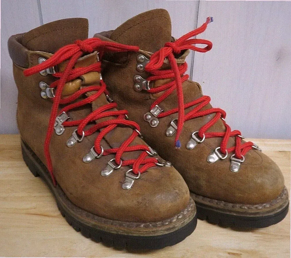 Vintage RAICHLE Mens 7 Leather Tough Classic MOUNTAINEERING HIKING BOOTS Italy