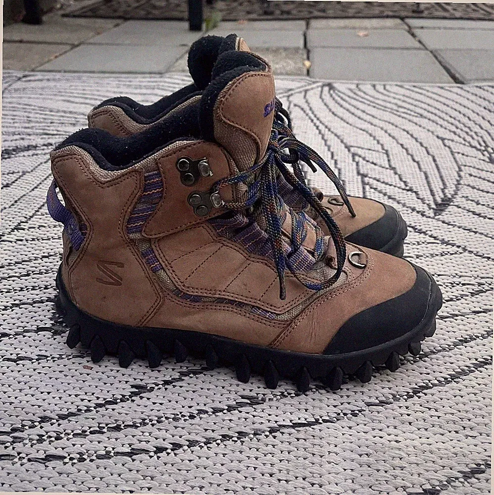 VINTAGE Salomon Contagrip CX Hiking Boots Men’s Sz 7 Brown Leather Clima Dry