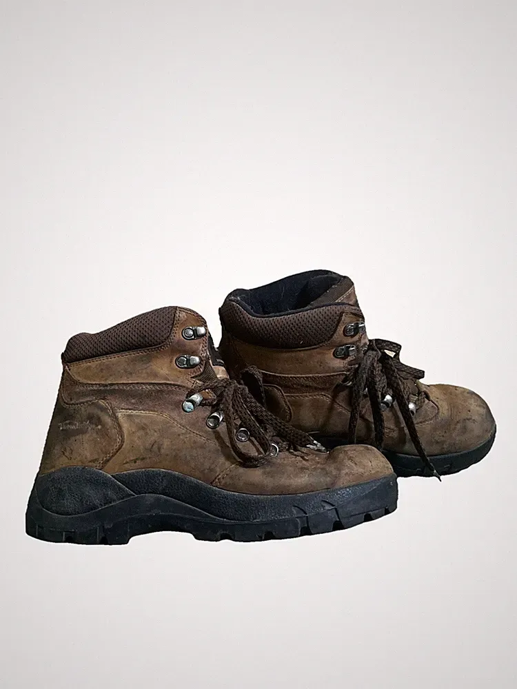 Vintage Thom McAn Mens Waterproof Hiking Boots Brown Leather Outdoor Sz 10.5