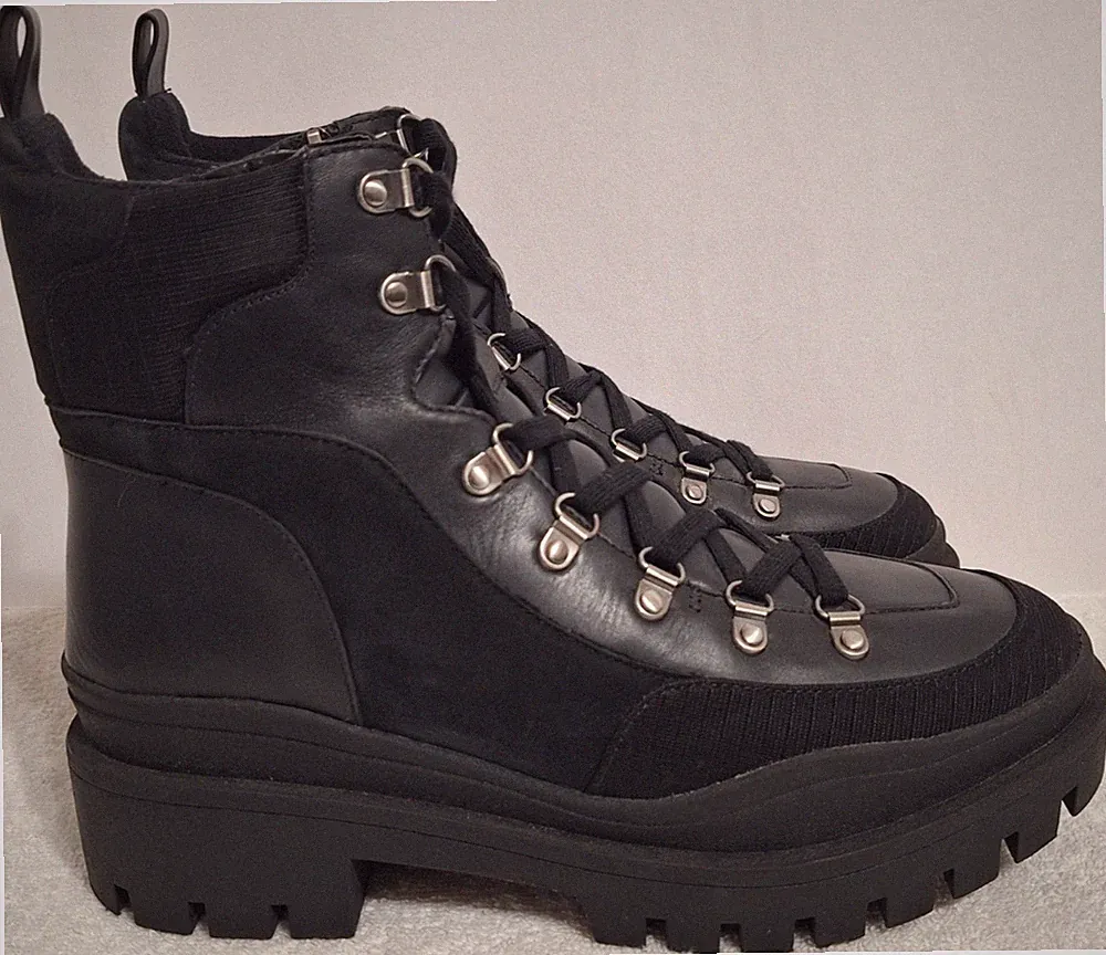 Vionic Jaxen Arch Supportive Waterproof Black Side Zip Combat Boots Women Size 9