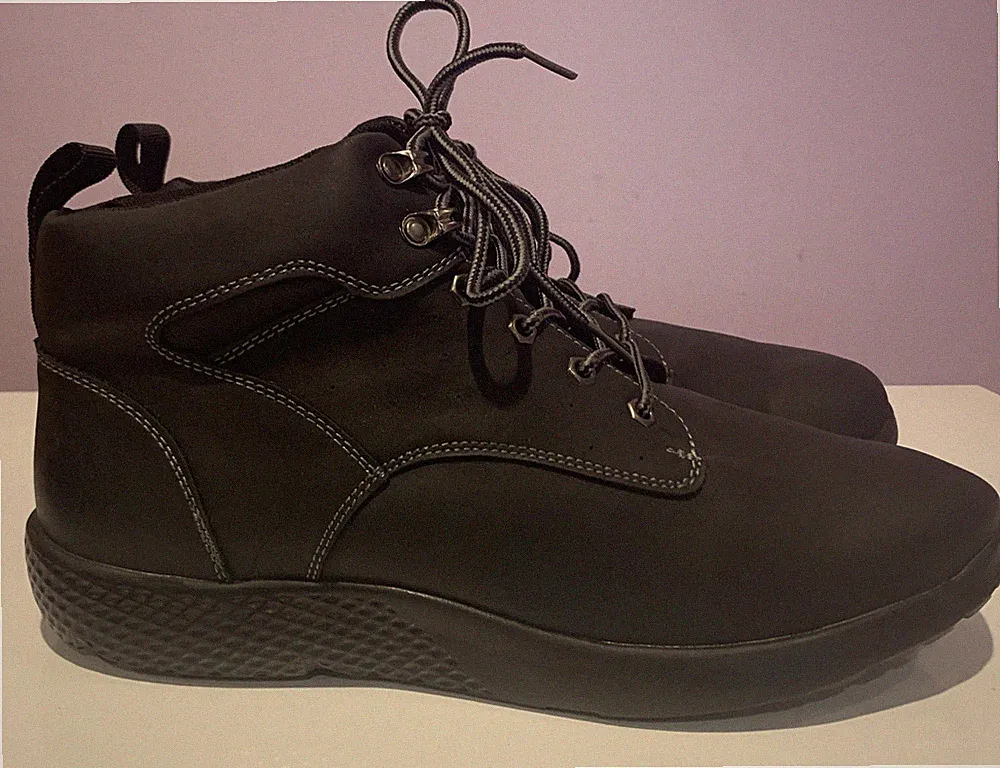 Vostey Milan Mens Black Lightweight Cushioned Lace Up Hiking Boots Size 11M