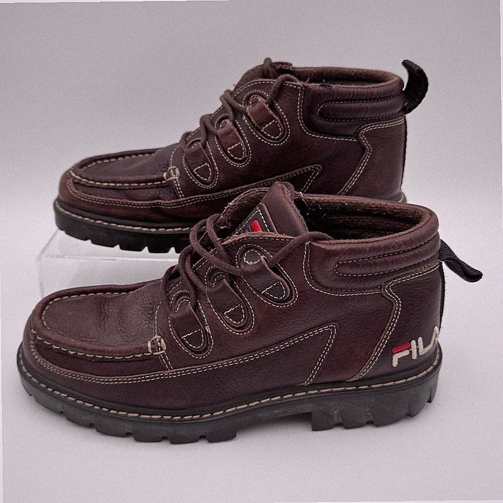 VTG 90s FILA Brown Leather Men’s 9.5 Chukka Boots Shoes Made In Spain **RARE**