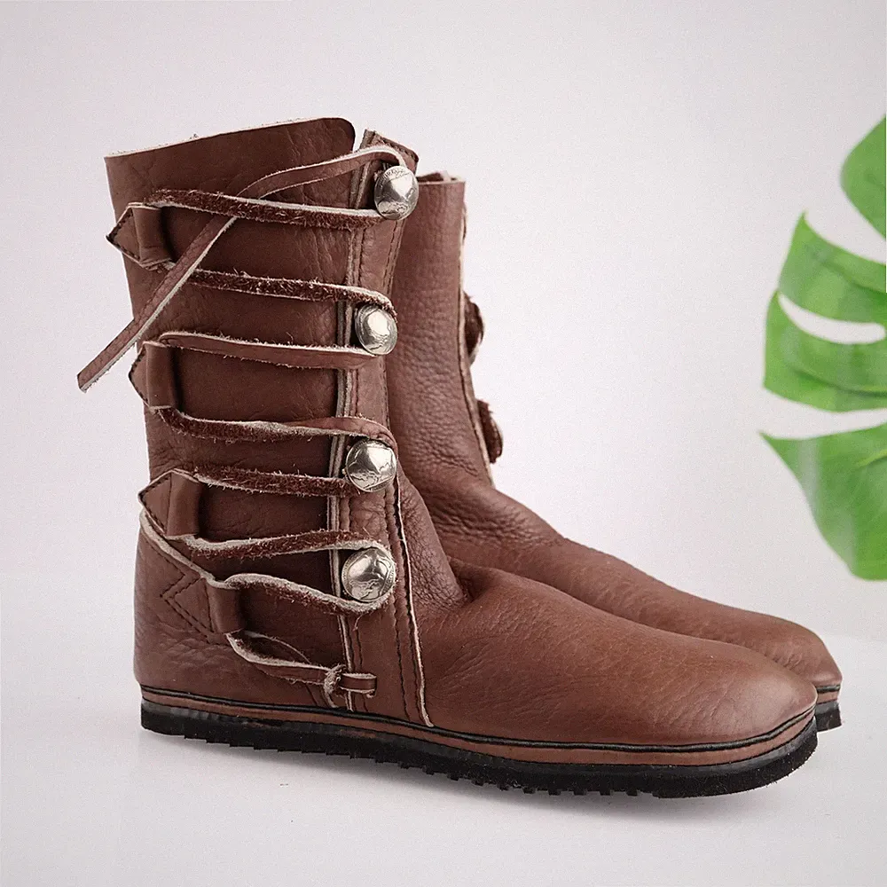 VTG Bald Mountain Moccasins Womens Boots Size 9 Brown Sherpa Concho Renaissance