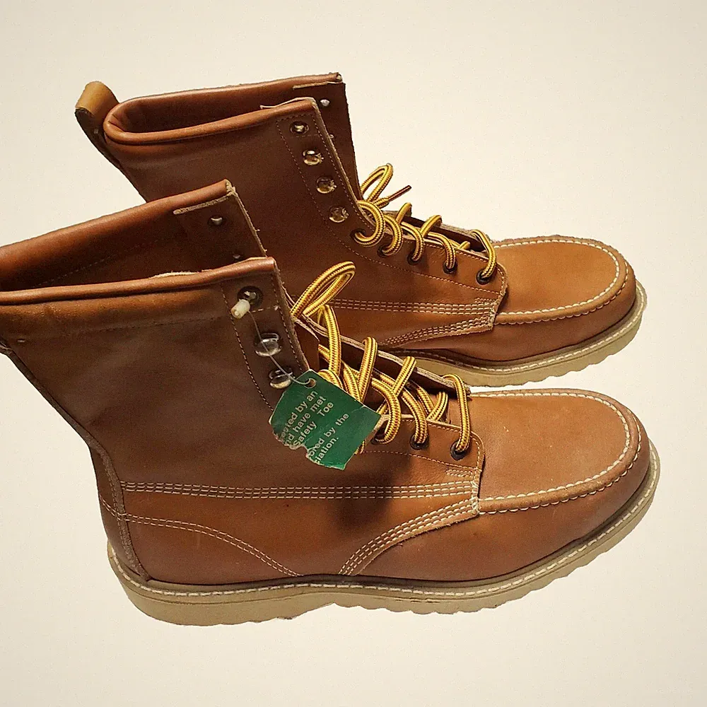 VTG NWT JC Penney Boots Mens 10.5 D Spiced Leather Hard Nose Neoprene Mid-Calf