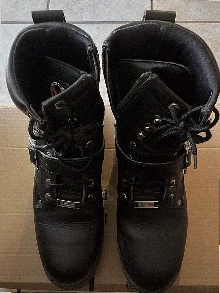 Vulcan V117 Men's Rage Black Lace/Zip Motorcycle Riding Leather Boots Size 12
