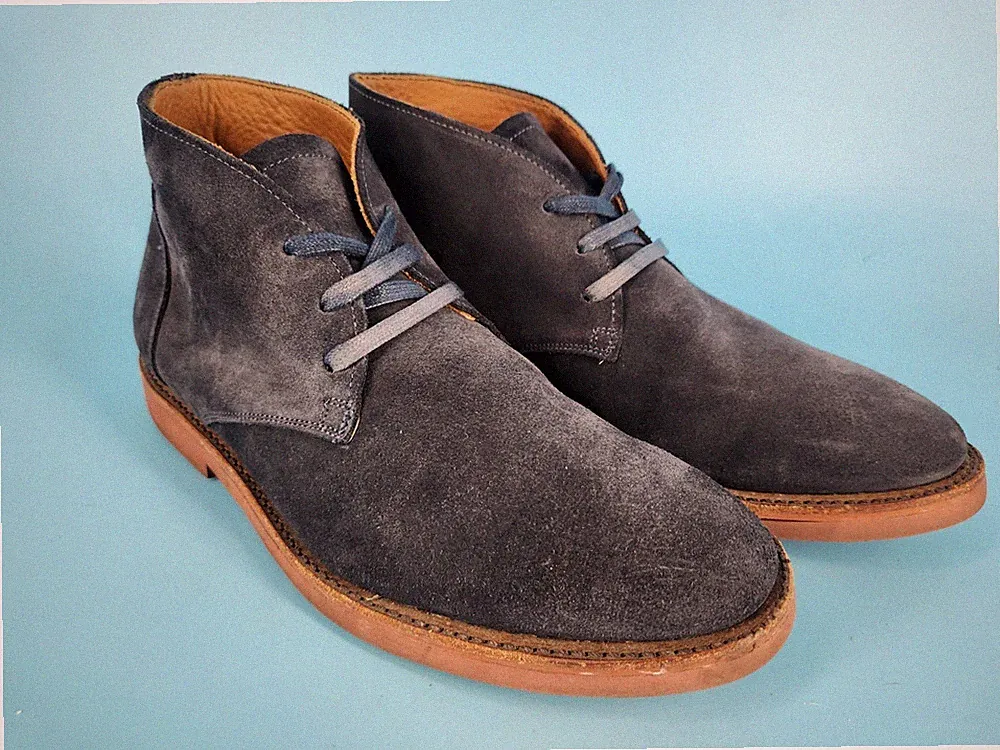 WALK OVER Men's Navy Blue Suede Casual Lace up Chukka Boots Size 9 M Vibram