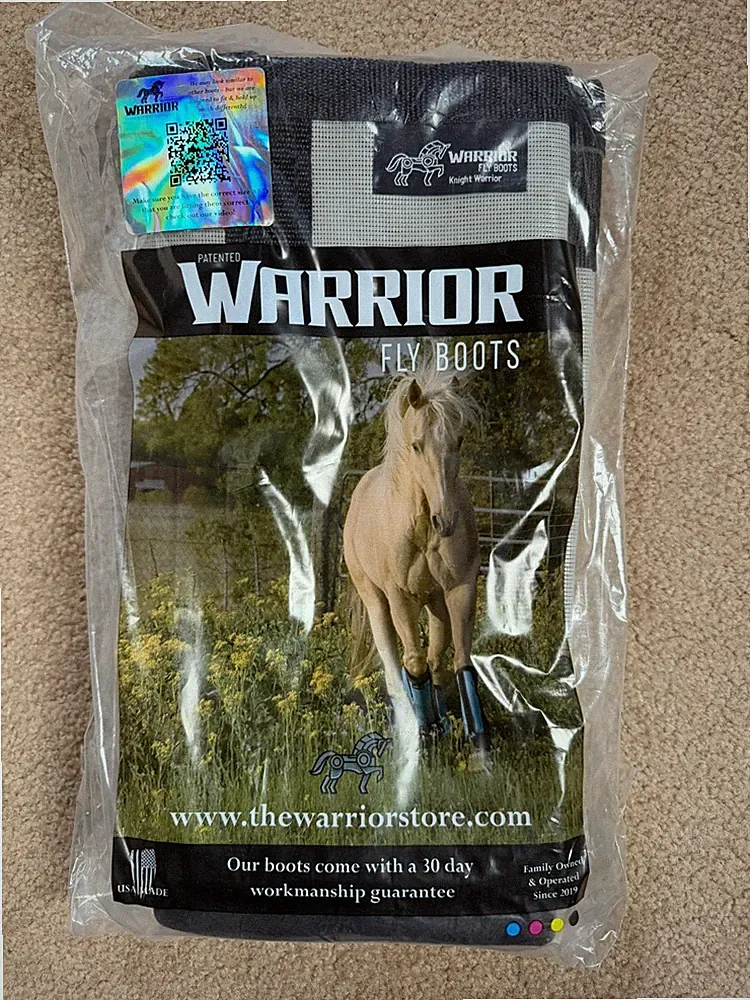WARRIOR HORSE FLY BOOTS-Knight Warrior Sized-15–16.3HH Gray Black NEW Set of 4