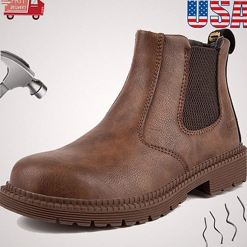 Waterproof Boots for Mens Work Shoes Steel Toe Shoes Puncture-Proof Safety Shoes