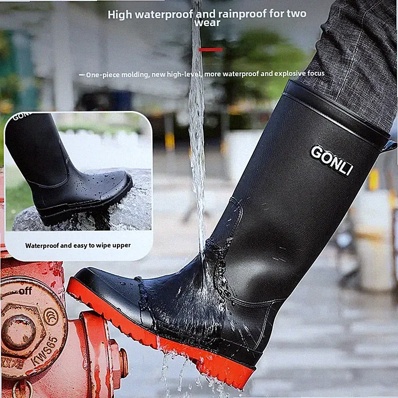Waterproof Fashionable Men's Boots For Motorcycle High Ankle Rain Boots Shoe