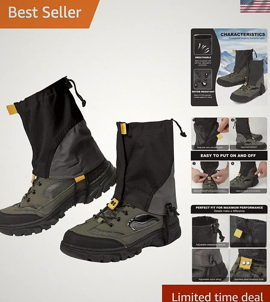 Waterproof Gators for Hiking Boots and Shoes Lightweight Adjustable Leg Gaite...