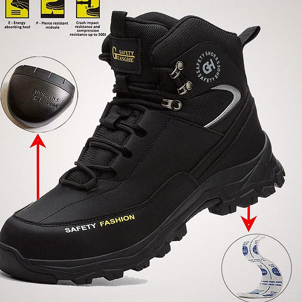 Waterproof Mens Work Boots Steel Toe Indestructible Safety Shoes Puncture-Proof
