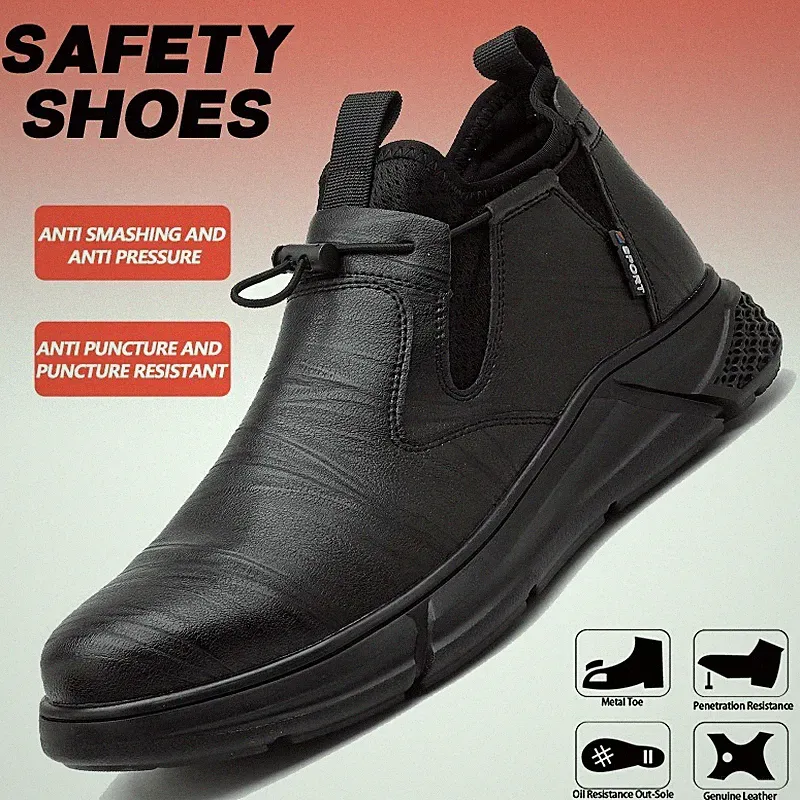 WaterProof Mens Work Shoes Steel Toe Safety Shoes Indestructible Non Slip Hiking