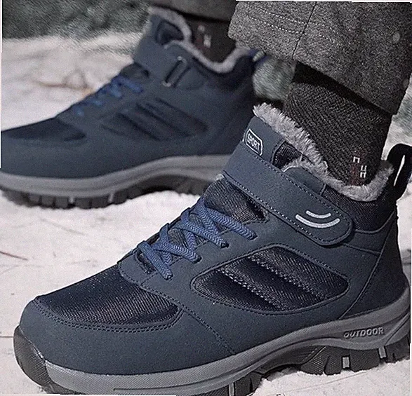 Waterproof Winter Men Women Shoes Snow Boots Fur-lined Slip on Warm Ankle Size