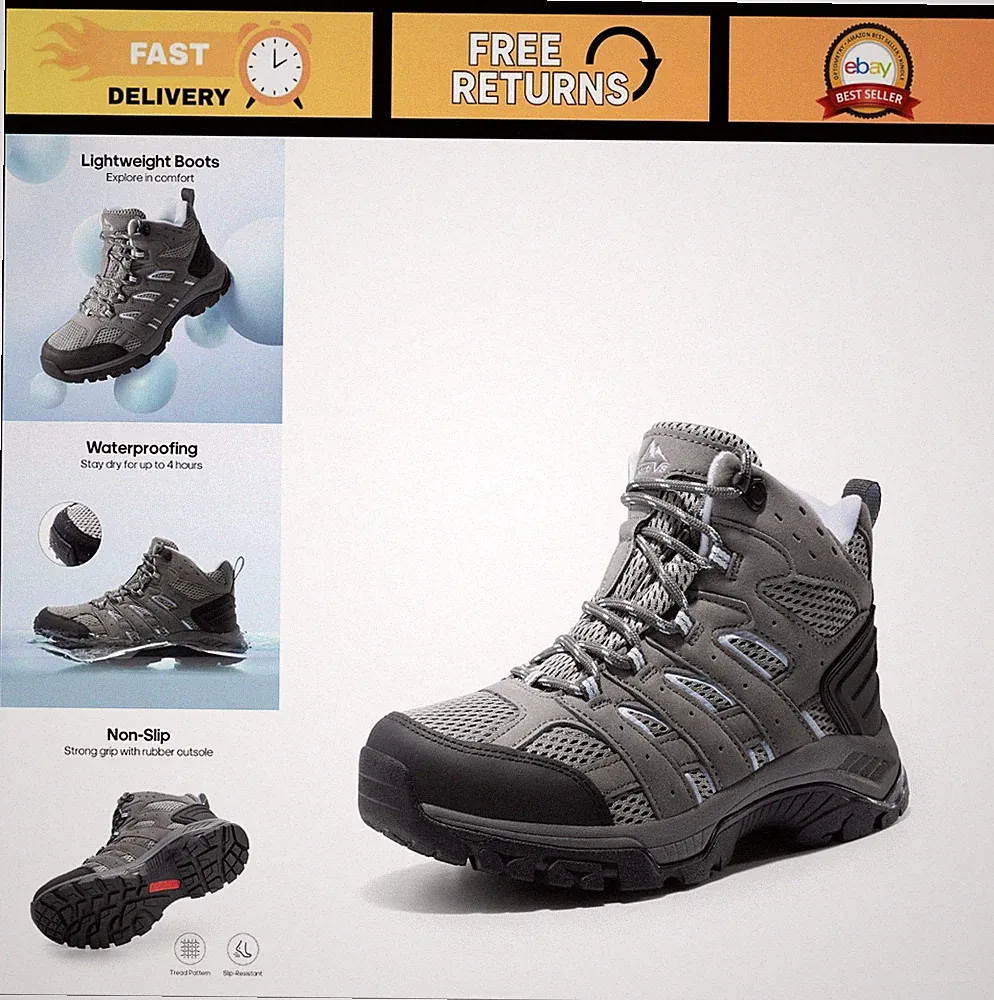 Waterproof Women's Hiking Boots - Lightweight Trekking, Mid Outdoor Backpacking