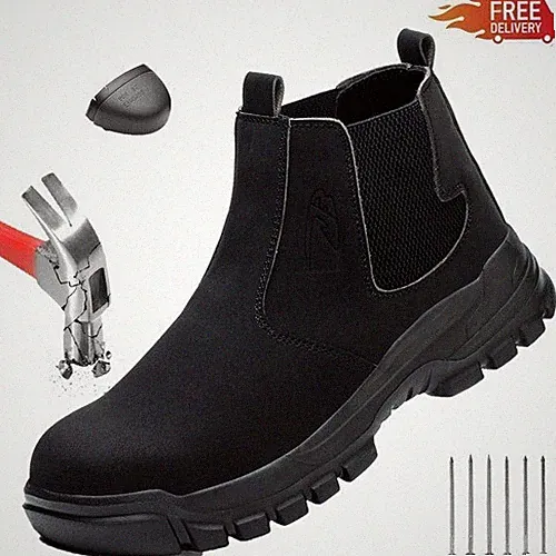 Waterproof Work Boots for Men Slip-on Steel Toe Shoes Safety footwear Anti-slip